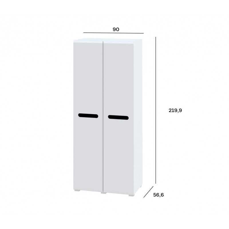 Шафа Світ Меблів Бянко 2-дверна 90 см, Біла з чорною вставкою