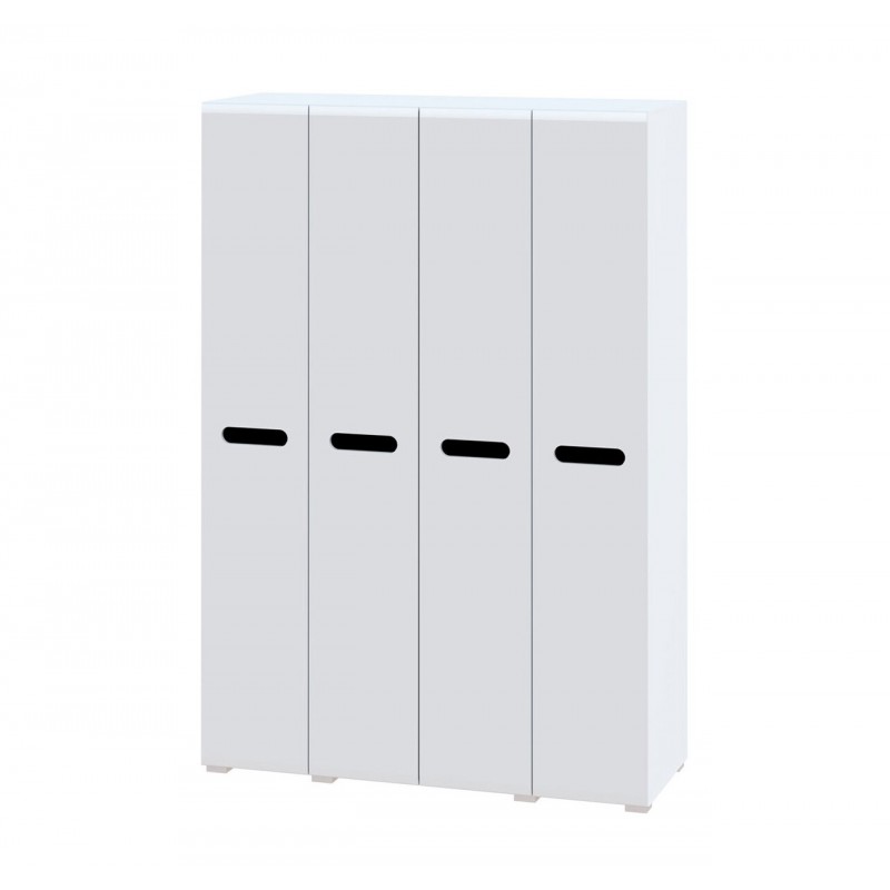 Шафа Світ Меблів Бянко 4-дверна 150 см, Біла з чорною вставкою