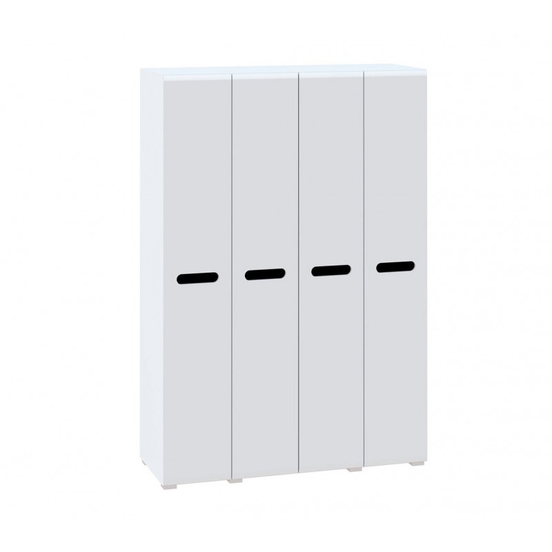 Шафа Світ Меблів Бянко 4-дверна 150 см, Біла з чорною вставкою