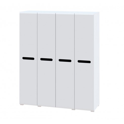 Шафа Світ Меблів Бянко 4-дверна 180 см, Біла з чорною вставкою
