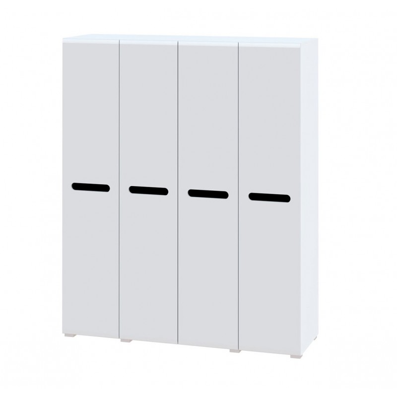 Шафа Світ Меблів Бянко 4-дверна 180 см, Біла з чорною вставкою