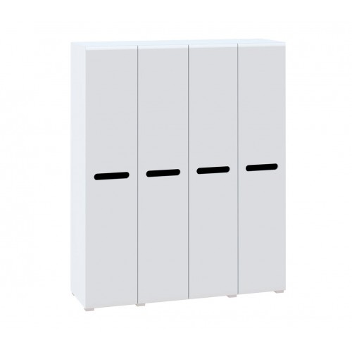 Шафа Світ Меблів Бянко 4-дверна 180 см, Біла з чорною вставкою