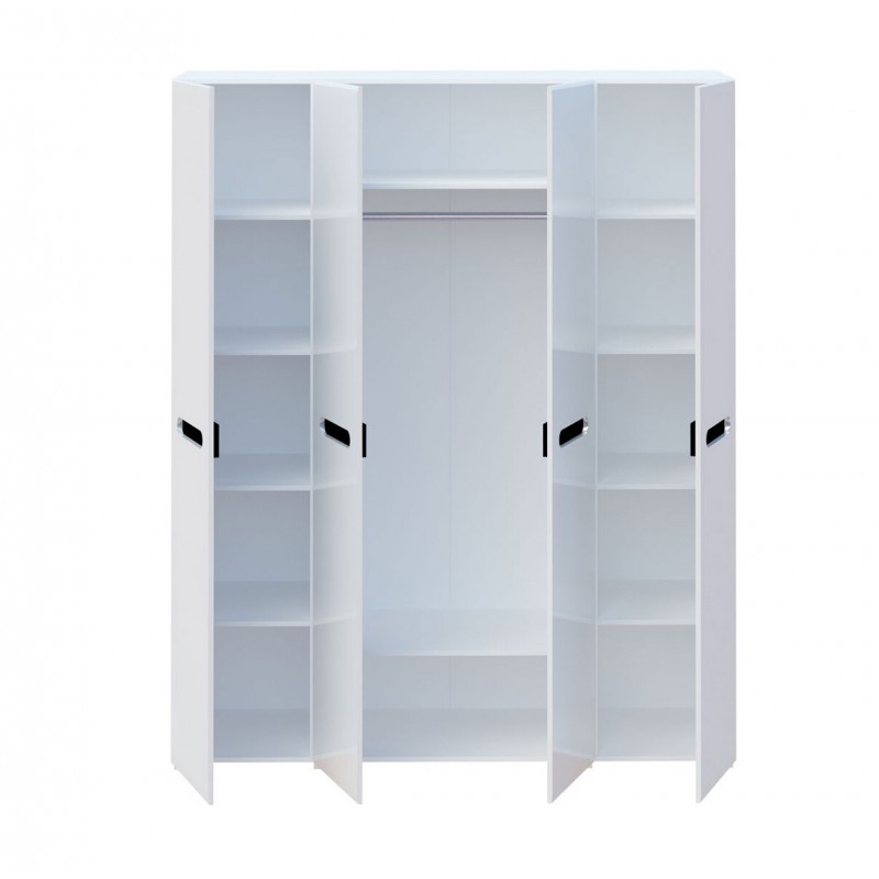 Шафа Світ Меблів Бянко 4-дверна з дзеркалом 180 см, Біла з чорною вставкою