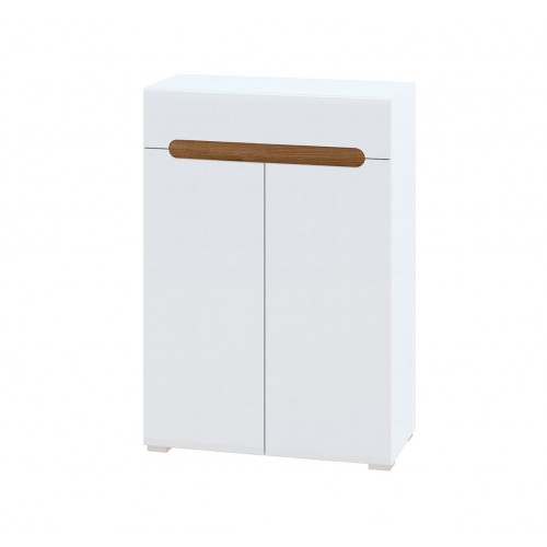 Комод Світ Меблів Бянко 2-дверний з шухлядою 80 см Білий з вставкою дуб аппалачі