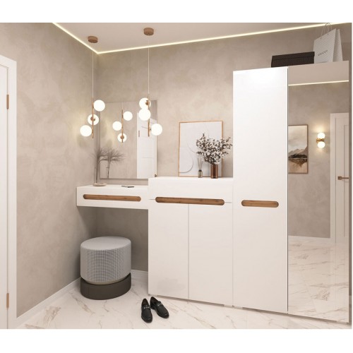 Шафа Світ Меблів Бянко 2-дверна з дзеркалом 90 см Біла з вставкою дуб аппалачі