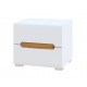 Тумба приліжкова Світ Меблів Бянко з 2 шухлядами 50 см Біла з вставкою дуб аппалачі