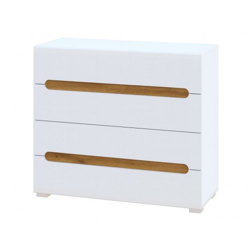 Комод Світ Меблів Бянко з 4 шухлядами 105 см Білий з вставкою дуб аппалачі