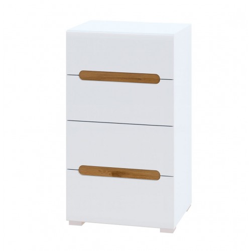 Комод Світ Меблів Бянко з 4 шухлядами 60 см Білий з вставкою дуб аппалачі