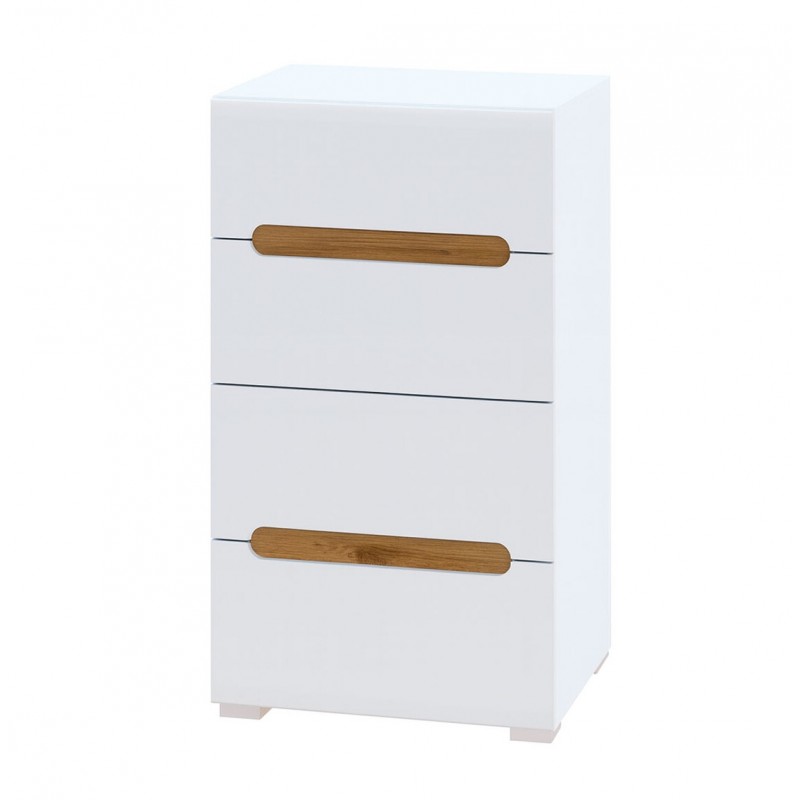 Комод Світ Меблів Бянко з 4 шухлядами 60 см Білий з вставкою дуб аппалачі