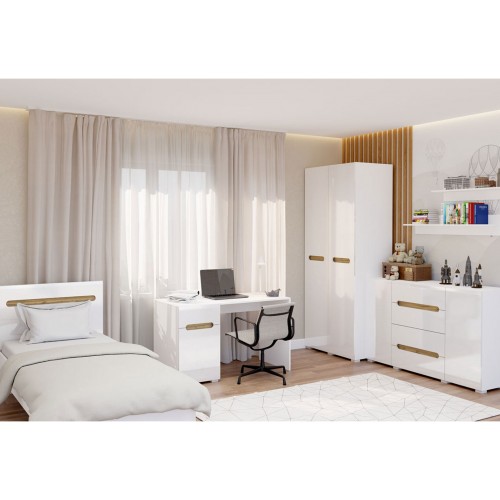 Ліжко Світ Меблів Бянко (без каркаса) 90х200 см, Біле з вставкою дуб аппалачі