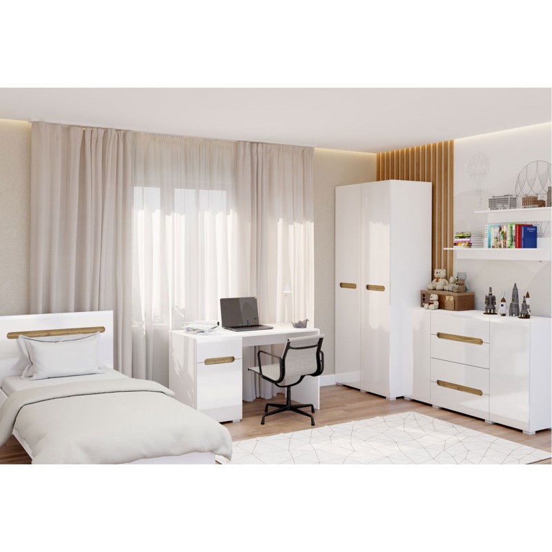 Ліжко Світ Меблів Бянко (без вкладу) 120х200 см, Біле з вставкою дуб аппалачі