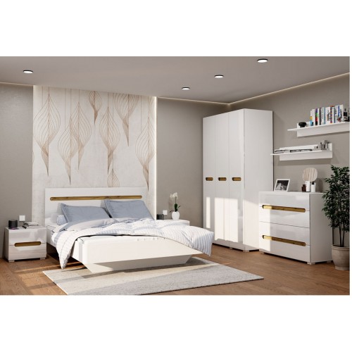 Ліжко Світ Меблів Бянко (без вкладу) 140х200 см, Біле з вставкою дуб аппалачі