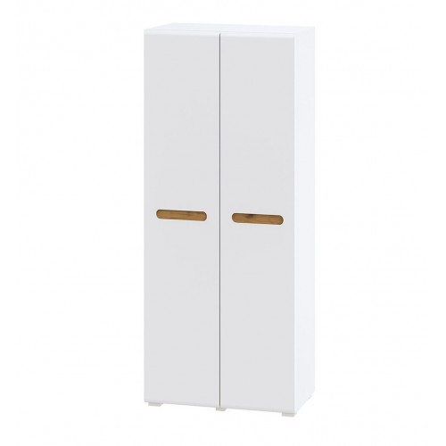 Шафа Світ Меблів Бянко 2-дверна 90 см, Біла з вставкою дуб аппалачі