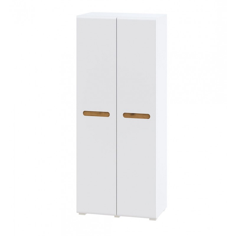 Шафа Світ Меблів Бянко 2-дверна 90 см, Біла з вставкою дуб аппалачі