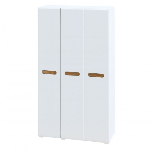 Шафа Світ Меблів Бянко 3-дверна 120 см, Біла з вставкою дуб аппалачі