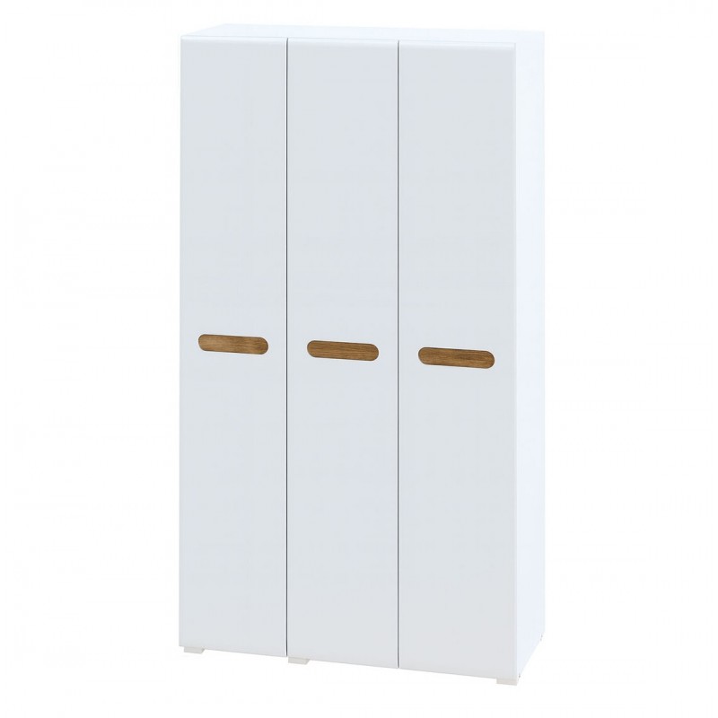 Шафа Світ Меблів Бянко 3-дверна 120 см, Біла з вставкою дуб аппалачі