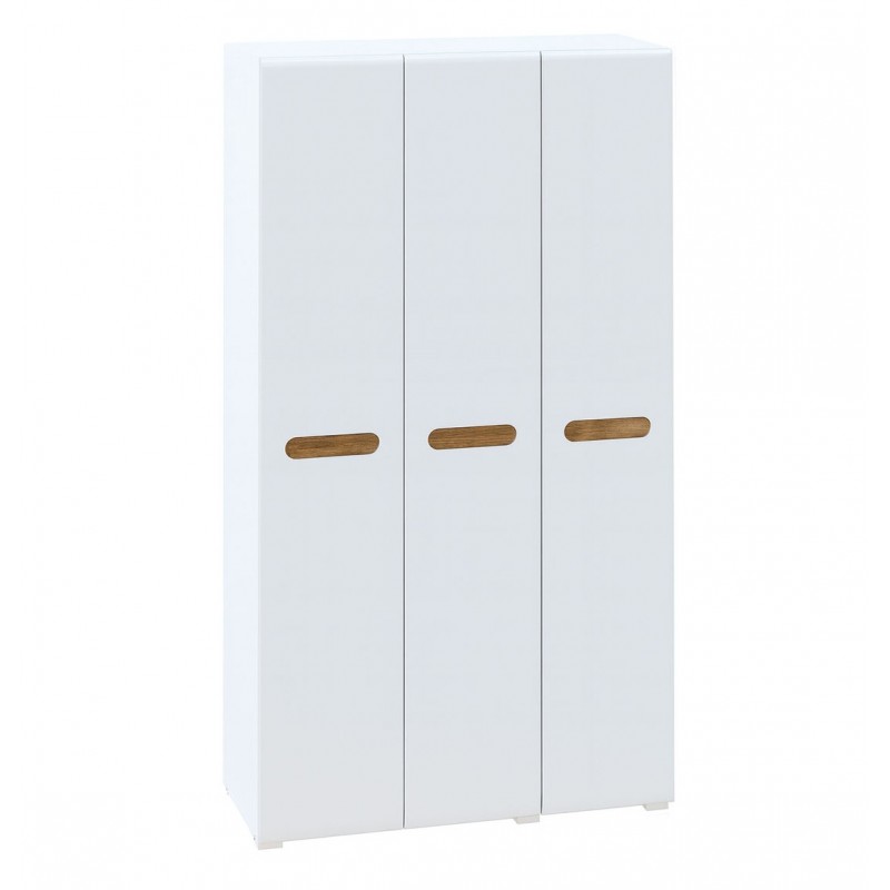 Шафа Світ Меблів Бянко 3-дверна 120 см, Біла з вставкою дуб аппалачі