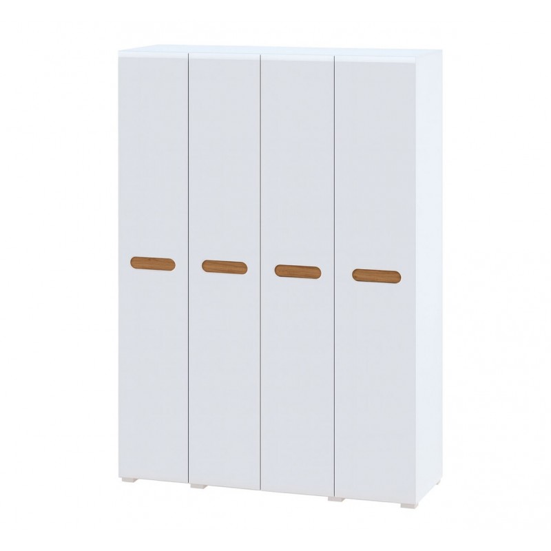 Шафа Світ Меблів Бянко 4-дверна 150 см, Біла з вставкою дуб аппалачі