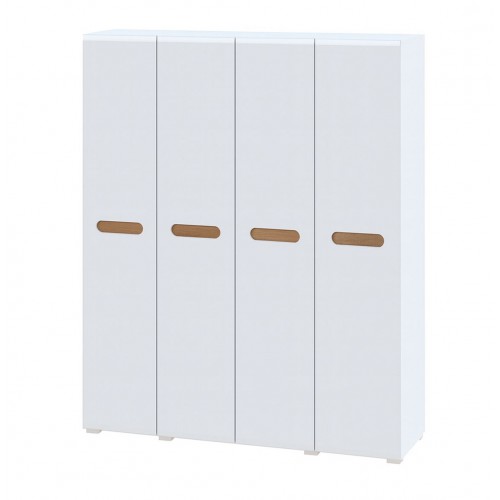 Шафа Світ Меблів Бянко 4-дверна 180 см, Біла з вставкою дуб аппалачі