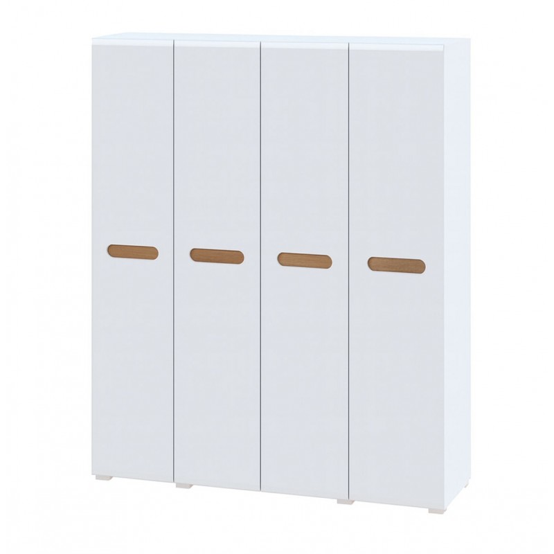 Шафа Світ Меблів Бянко 4-дверна 180 см, Біла з вставкою дуб аппалачі