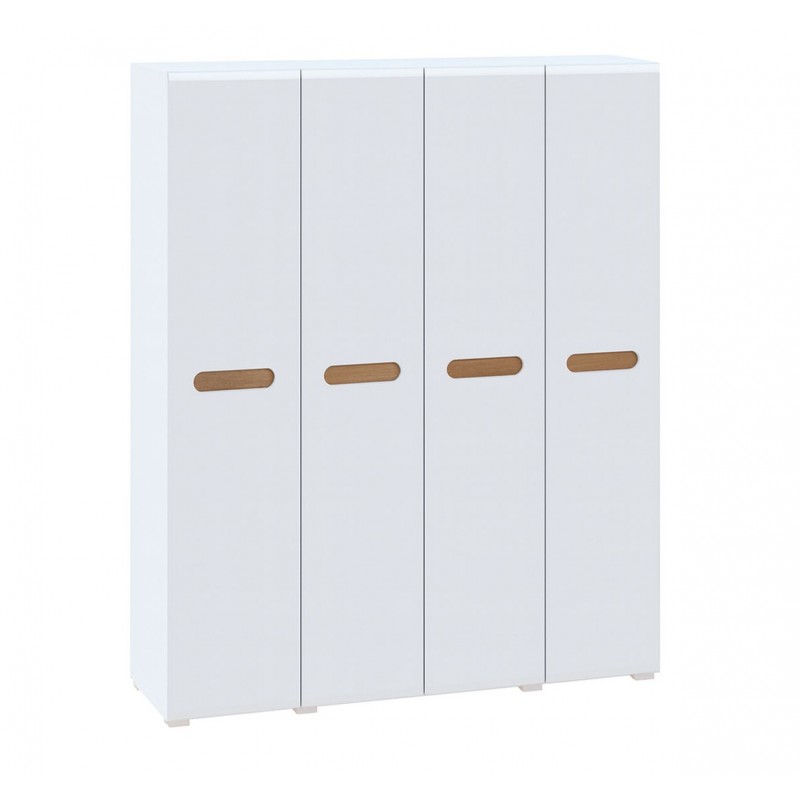 Шафа Світ Меблів Бянко 4-дверна 180 см, Біла з вставкою дуб аппалачі