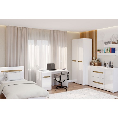 Дитяча Світ Меблів Бянко з шафою 2-дверною та ліжком 90х200 см, Біла з вставкою дуб аппалачі