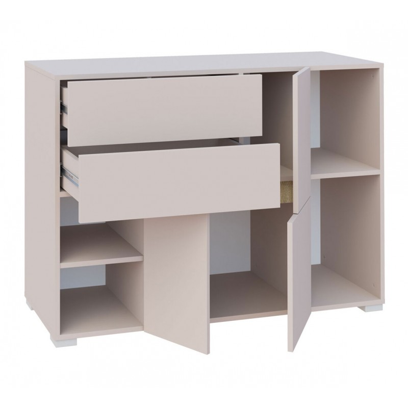 Комод Світ Меблів Маріо 3-дверний з шухлядами та полицями 120 см, Кашемір