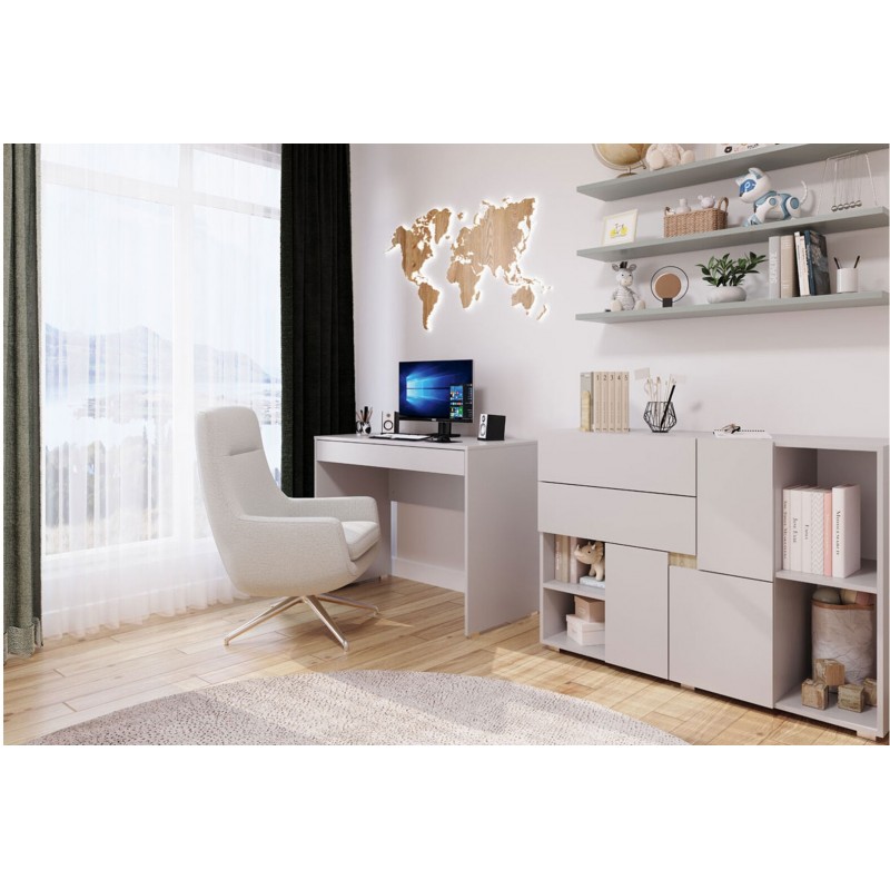 Комод Світ Меблів Маріо 3-дверний з шухлядами та полицями 120 см, Кашемір