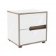 Тумба приліжкова ліва Світ Меблів Лінда з 2 шухлядами 50 см, Німфеа Альба, лак, вставки тоффі
