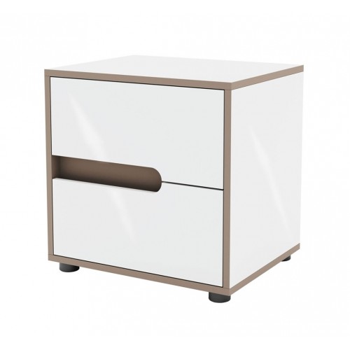 Тумба приліжкова права Світ Меблів Лінда з 2 шухлядами 50 см, Німфеа Альба, лак, вставки тоффі