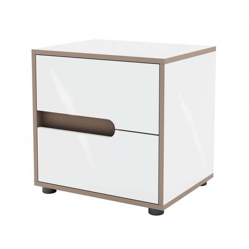 Тумба приліжкова права Світ Меблів Лінда з 2 шухлядами 50 см, Німфеа Альба, лак, вставки тоффі