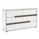 Комод Світ Меблів Лінда з 6 шухлядами 140 см, Німфеа Альба, лак, вставки тоффі