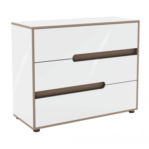 Комод Світ Меблів Лінда з 3 шухлядами 100 см, Німфеа Альба, лак, вставки тоффі