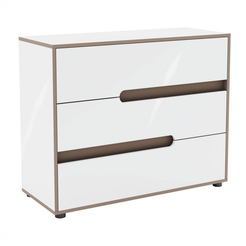 Комод Світ Меблів Лінда з 3 шухлядами 100 см, Німфеа Альба, лак, вставки тоффі
