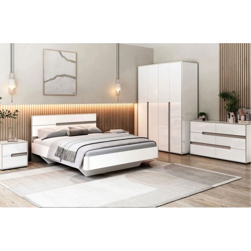 Ліжко Світ Меблів Лінда 160х200 см (без вкладу), Німфеа Альба, лак, вставки тоффі