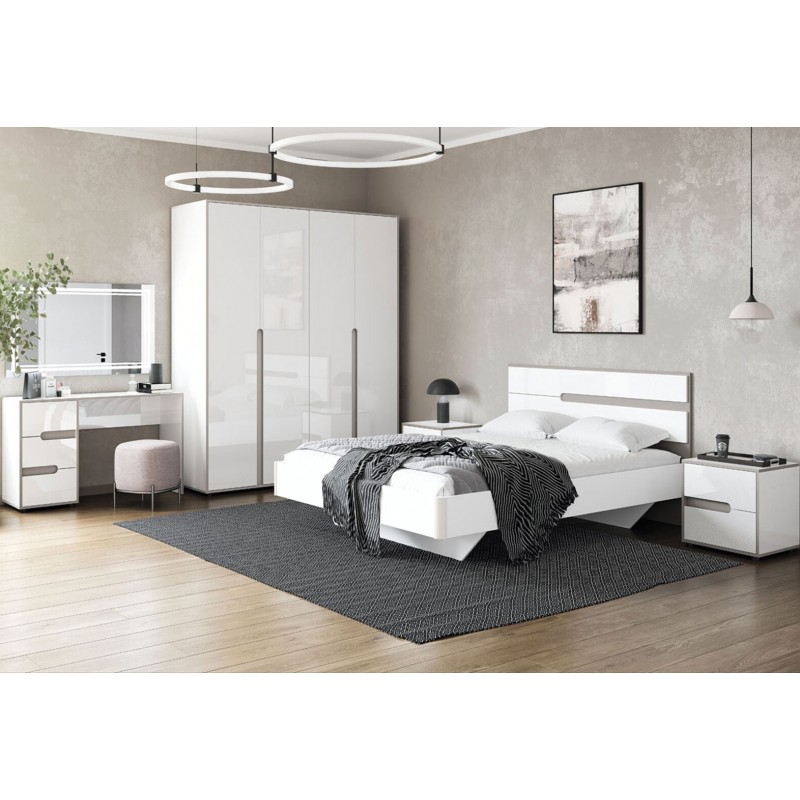 Ліжко Світ Меблів Лінда 160х200 см (без вкладу), Німфеа Альба, лак, вставки тоффі