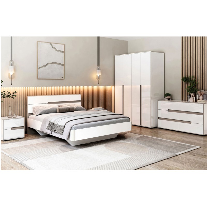 Шафа Світ Меблів Лінда 4-дверна 180 см, Німфеа Альба, лак, вставки тоффі