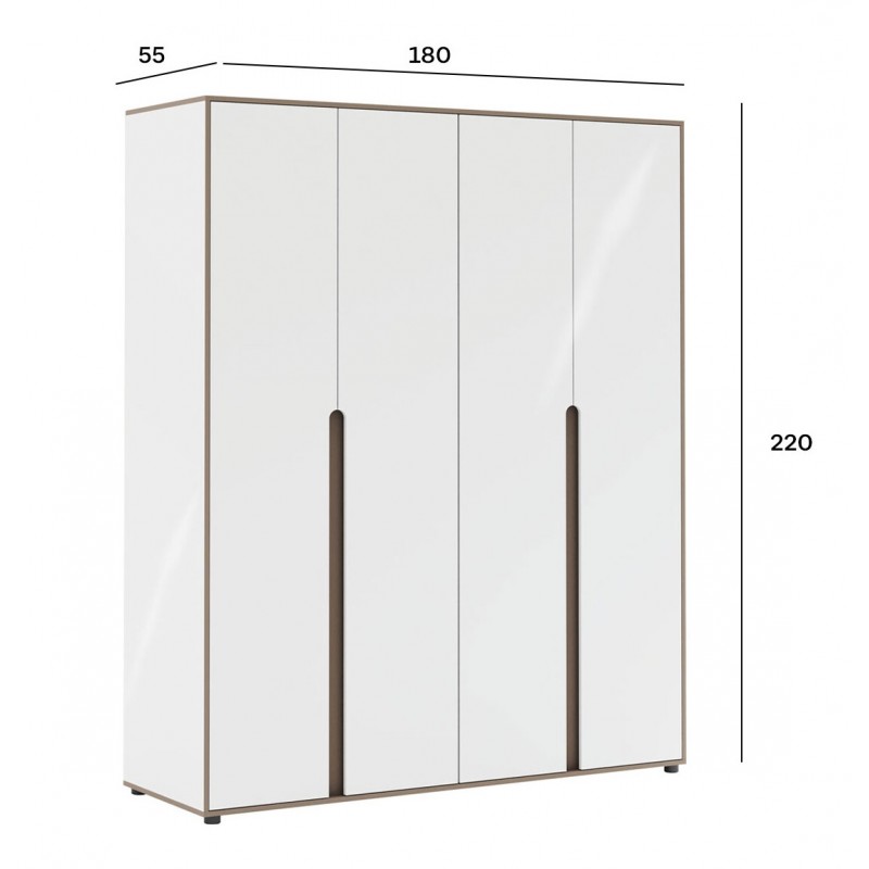 Шафа Світ Меблів Лінда 4-дверна 180 см, Німфеа Альба, лак, вставки тоффі