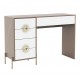 Туалетний столик Світ Меблів Фуріоза 120 см, Глиняний сірий, лак / Білий шовк