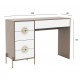 Туалетний столик Світ Меблів Фуріоза 120 см, Глиняний сірий, лак / Білий шовк