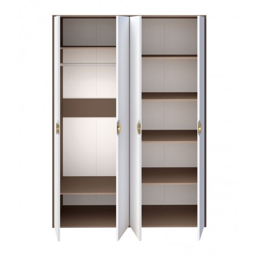 Шафа Світ Меблів Фуріоза 4-дверна 180 см, Глиняний сірий, лак / Білий шовк