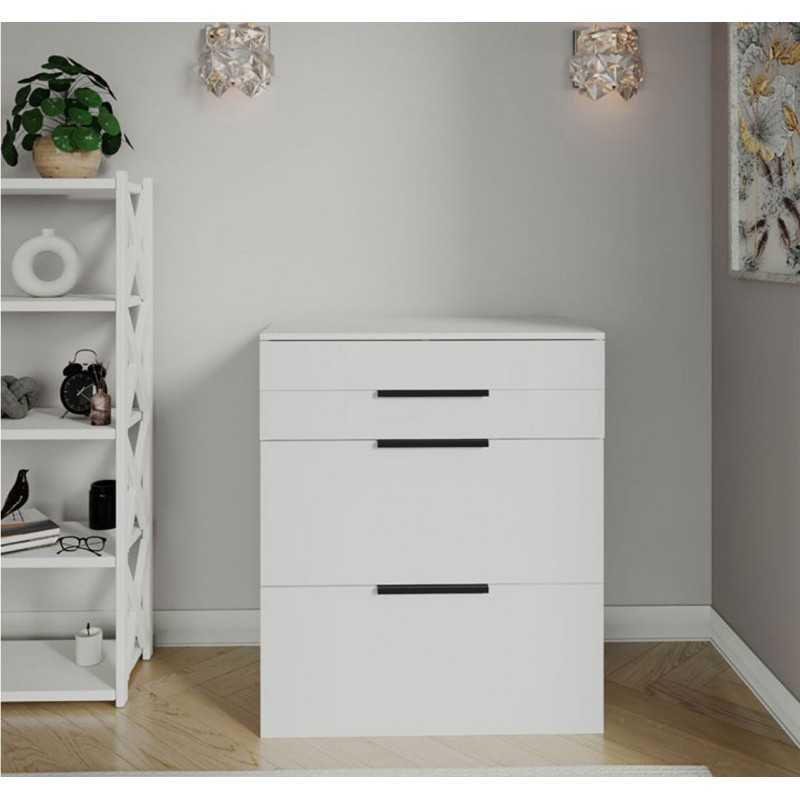 Туалетний столик Світ Меблів Лола з шухлядами, підйомним дзеркалом та висувною банкеткою на колесах 70 см, Німфеа альба