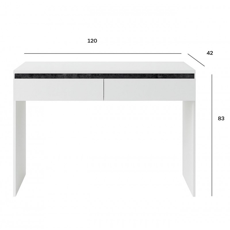 Туалетний столик Світ Меблів Дана з шухлядами 120 см, Німфеа альба з вставкою бетон темний