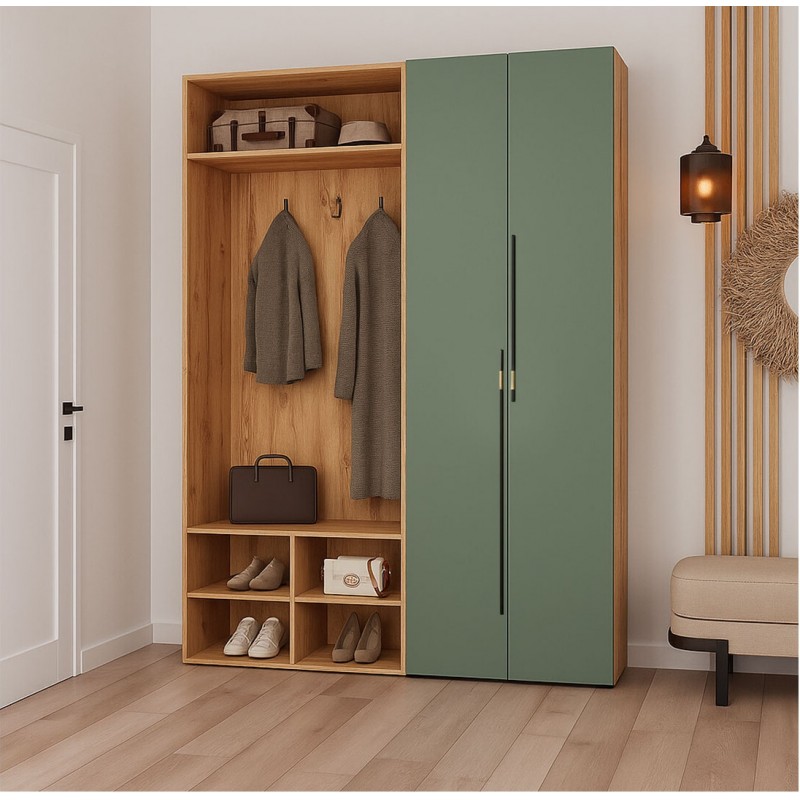 Передпокій Світ Меблів Спейс 160 см, дуб аппалачі / зелений димчастий