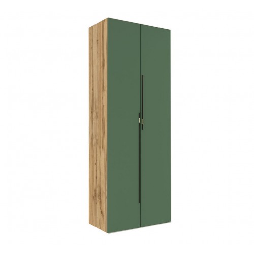 Шафа Світ Меблів Спейс дводверна зі штангою і полицями 80х220х57 см, дуб аппалачі / зелений димчастий