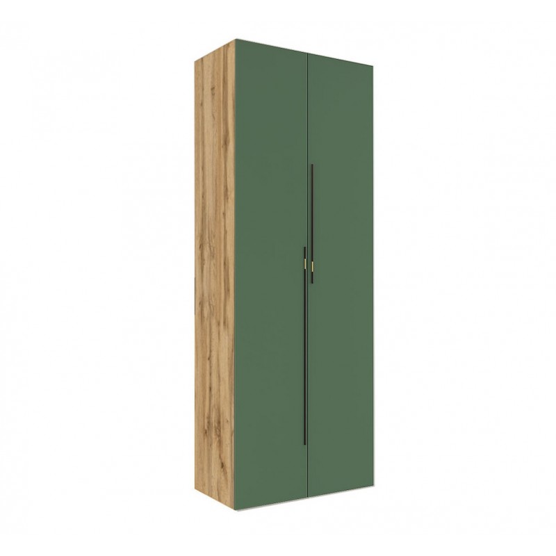 Шафа Світ Меблів Спейс дводверна зі штангою і полицями 80х220х57 см, дуб аппалачі / зелений димчастий
