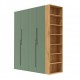 Шафа Світ Меблів Спейс чотиридверна з боковими полицями 180х220х57 см, дуб аппалачі / зелений димчастий