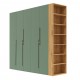 Шафа Світ Меблів Спейс п'ятидверна з боковими полицями 220х220х57 см, дуб аппалачі / зелений димчастий
