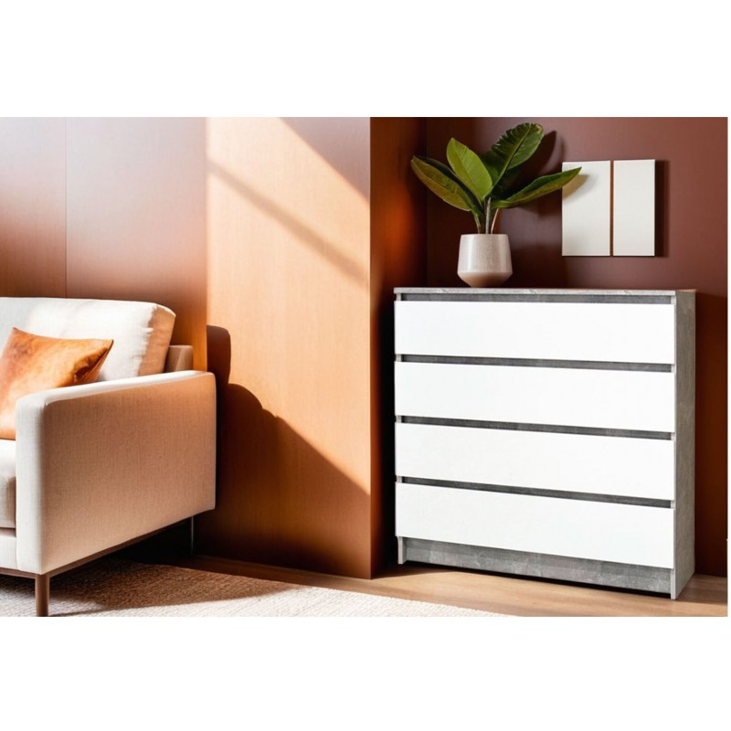 Комод Світ Меблів з 4 шухлядами 100 см Індастріал/Білий