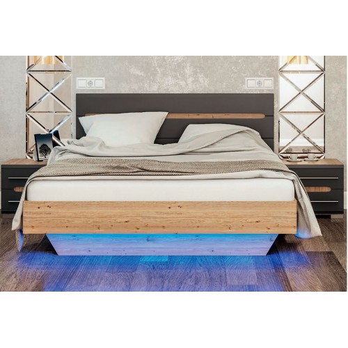 Ліжко Світ Меблів Бянко (без вкладу) 160х200 см з підсвіткою, артизан/графіт